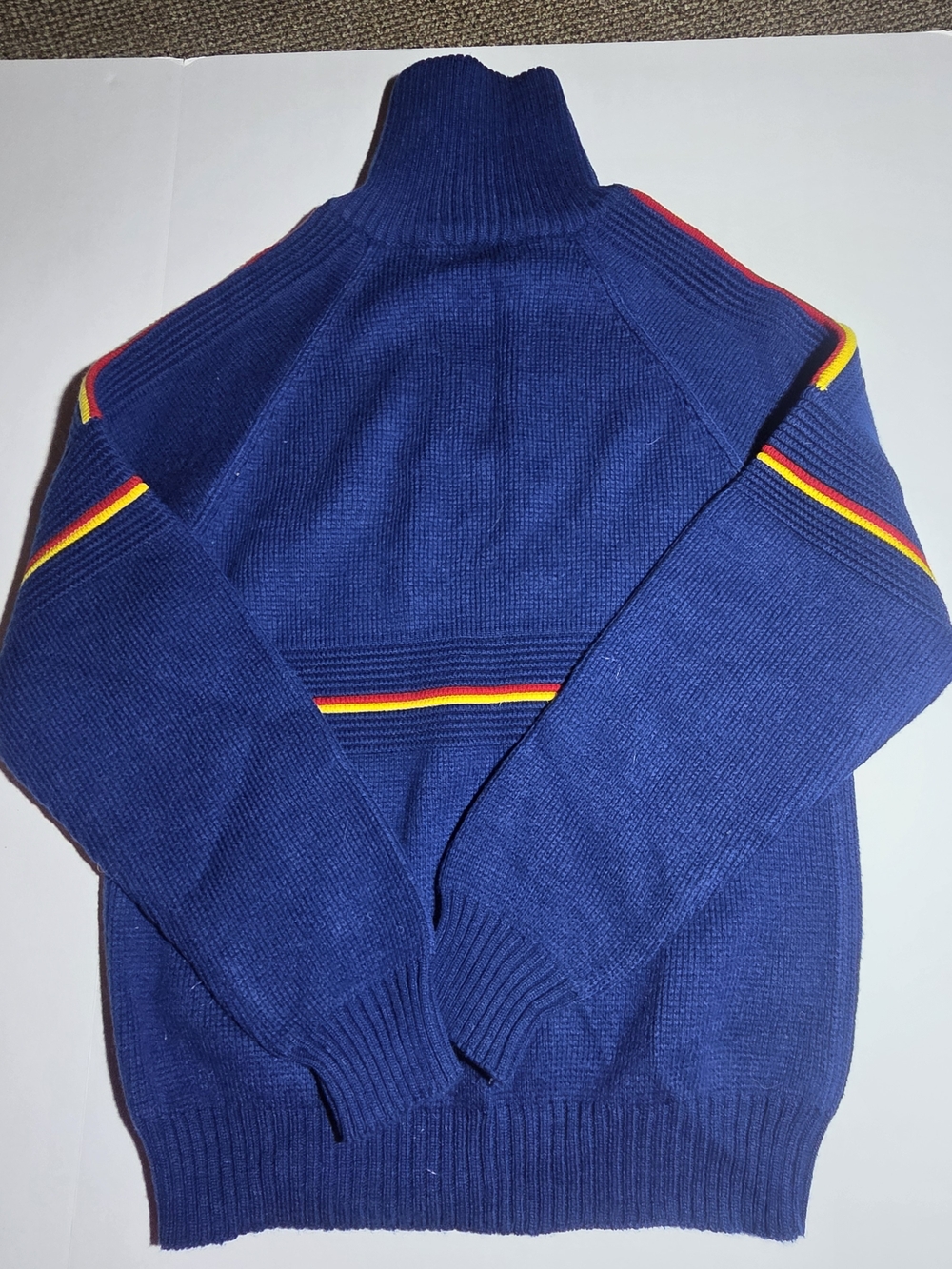 Vintage Racquet Club Quarter Zip Sweater Mens Small Blue Striped Acrylic Retro - Picture 5 of 7